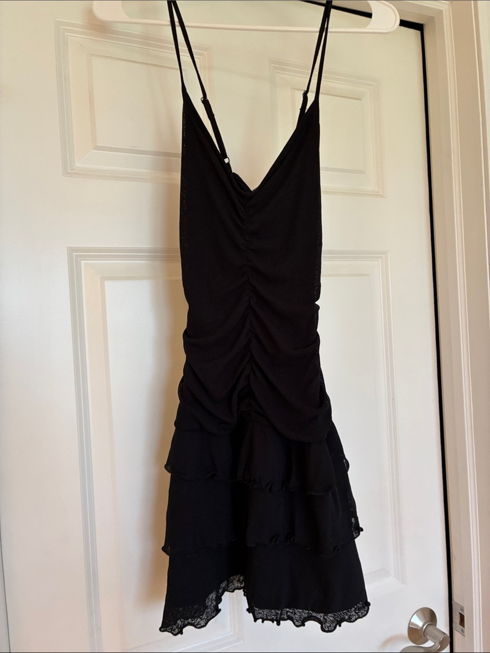 Black Ruched Tiered Slip Dress - Wild Fable